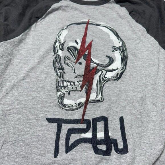 TRUE RELIGION TRBJ Skull Raglan LS MEN T-SHIRT Grey/Black Y2K Grunge Sz M $99 - Picture 3 of 13